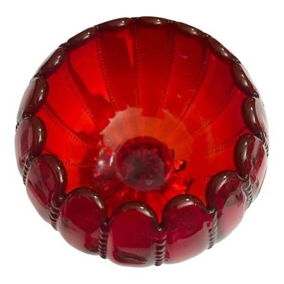 VTG Northwood Beaded Panels
Ruby Red Glass Footed Rose Candy Bowl Candle Holder - Picture 5 of 9